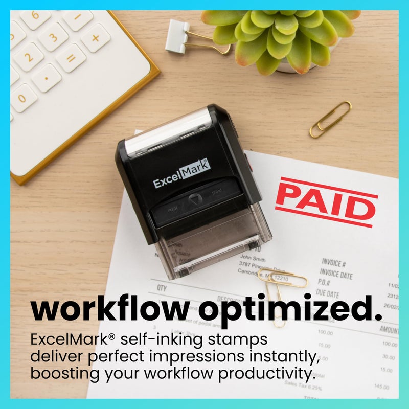 ExcelMark Paid Self Inking Rubber Stamp - Red Ink - Image 3